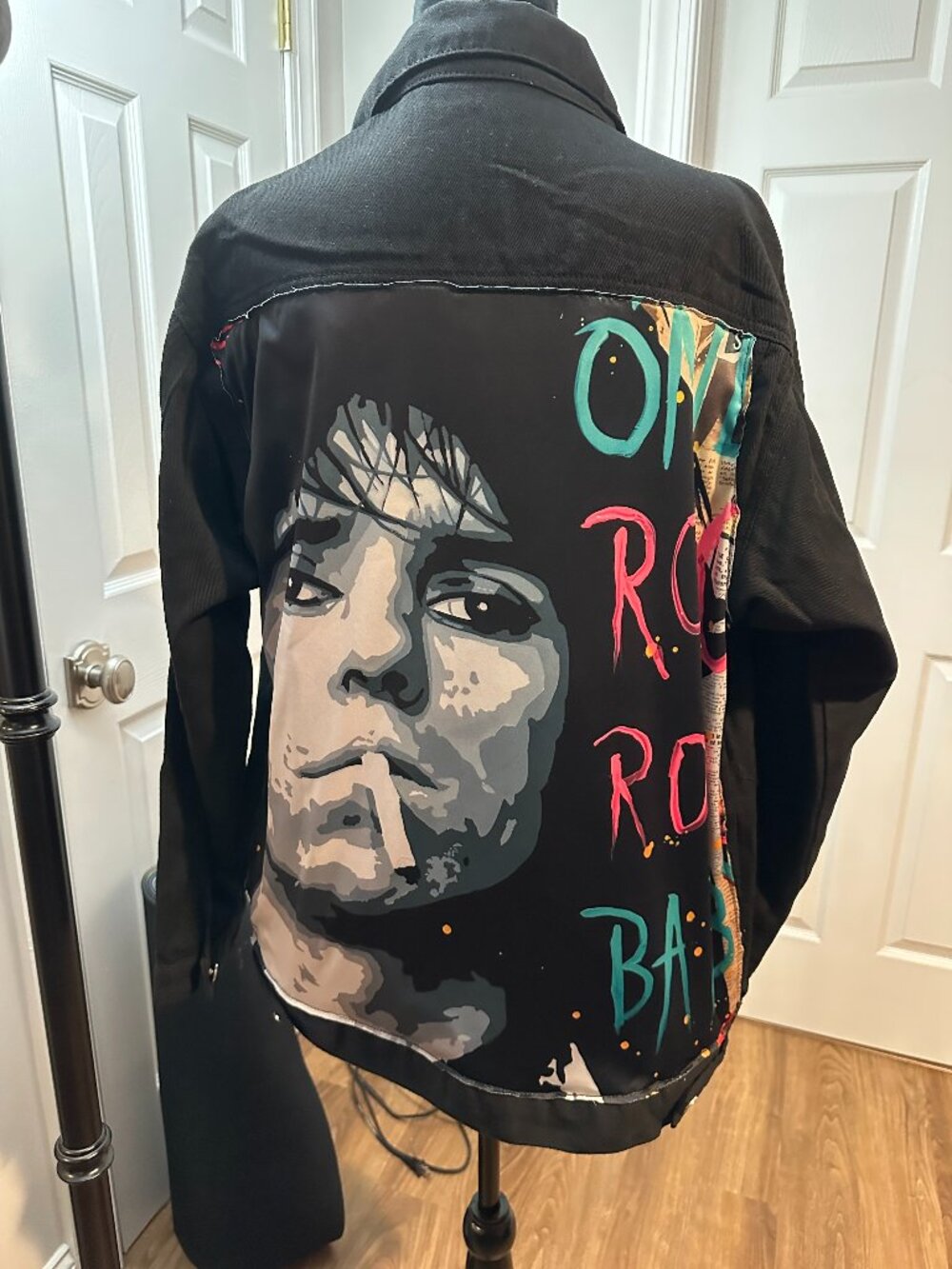 Rolling Stones Keith Richards Black Denim Jean Jacket (L)